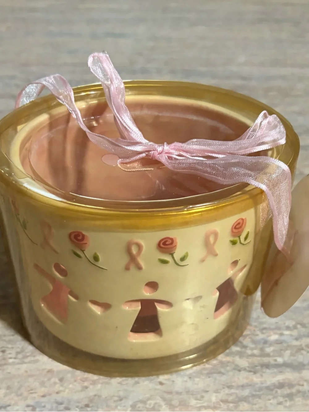 NWT Wax Accessories Pink Ribbon Decorative Candle for Cancer Awareness
